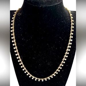 LOFT Rhinestone Studded Gold Tone Necklace